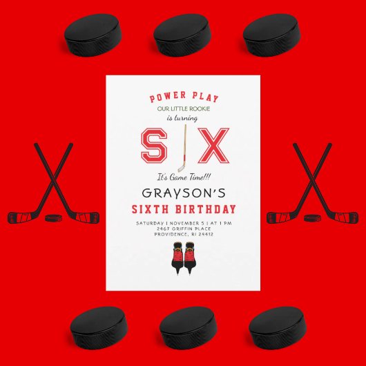 IJshockey 6de verjaardagsuitnodiging Kaart