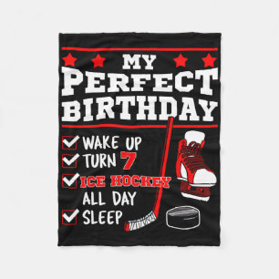 IJshockey 7e Perfecte Verjaardagsfeest Speler Spor Fleece Deken