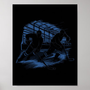 Ijshockey actie silhouet grafisch _1 poster