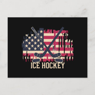 IJshockey - Amerikaanse vlag Briefkaart