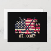 IJshockey - Amerikaanse vlag Briefkaart (Voorkant / Achterkant)