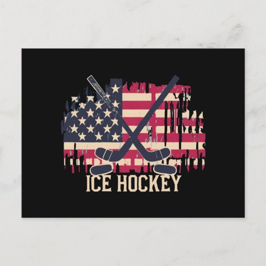 IJshockey - Amerikaanse vlag Briefkaart (Voorkant)
