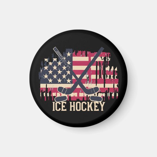 IJshockey - Amerikaanse vlag Magneet (Voorkant)