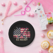 IJshockey - Amerikaanse vlag Papieren Bordje (Feest)