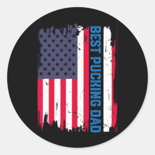 IJshockey Beste Puckende Papa Usa Amerikaanse Vlag Ronde Sticker
