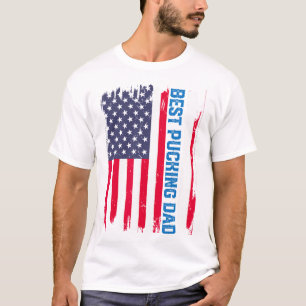 IJshockey Beste Puckende Papa Usa Amerikaanse Vlag T-shirt