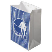 IJshockey, Blauwe & Witte Strepen, Sport Medium Cadeauzakje (Voorkant Gekanteld)