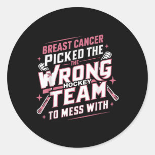 IJshockey Borstkanker Awareness Month Pink Ribb Ronde Sticker