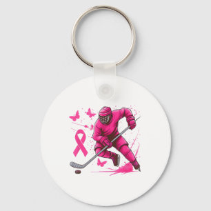 IJshockey Borstkanker Bewustzijn Speler Roze Spl Sleutelhanger