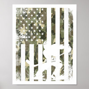 IJshockey Camouflage Usa Vlag Hockey Speler Hocke Poster