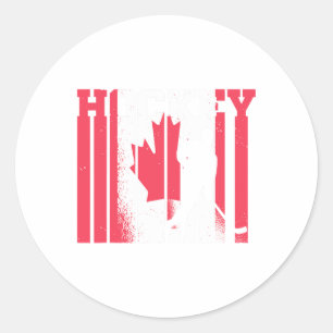 IJshockey Canadese Speler Canada Vlag Hockey Ronde Sticker