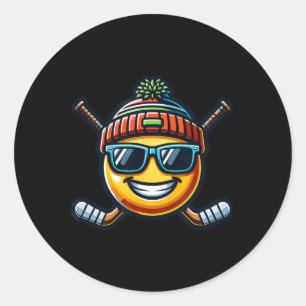IJshockey Citroen Cool Sport Plezier Sticks Ronde Sticker