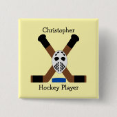 IJshockey design gepersonaliseerd Vierkante Button 5,1 Cm (Voorkant)