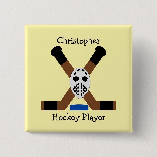 IJshockey design gepersonaliseerd Vierkante Button 5,1 Cm (Voorkant)