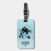 IJshockey doelman dubbelzijdig monogram Bagagelabel (Voorkant verticaal)