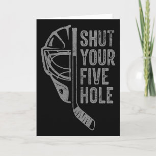 IJsHockey Doelman Grappig Sluit Je Vijf Hole Retro Kaart