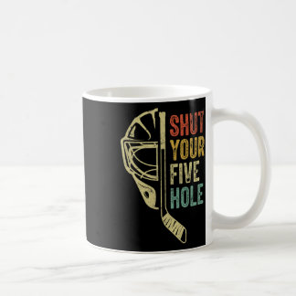 IJsHockey Doelman Grappig Sluit Je Vijf Hole Retro Koffiemok