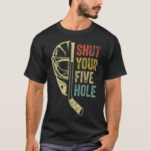 IjsHockey Doelman Grappig Sluit Je Vijf Hole Retro T-shirt