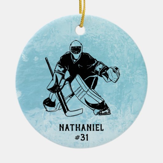 IJshockey doelman monogram Keramisch Ornament (Voorkant)