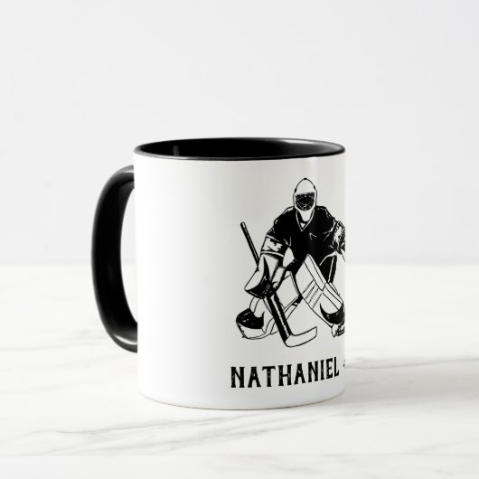 IJshockey doelman monogram Mok (Voorkant links)