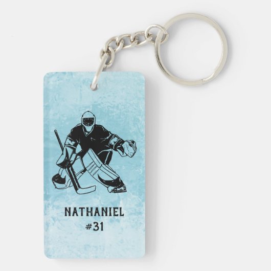 IJshockey doelman monogram Sleutelhanger (achterkant)