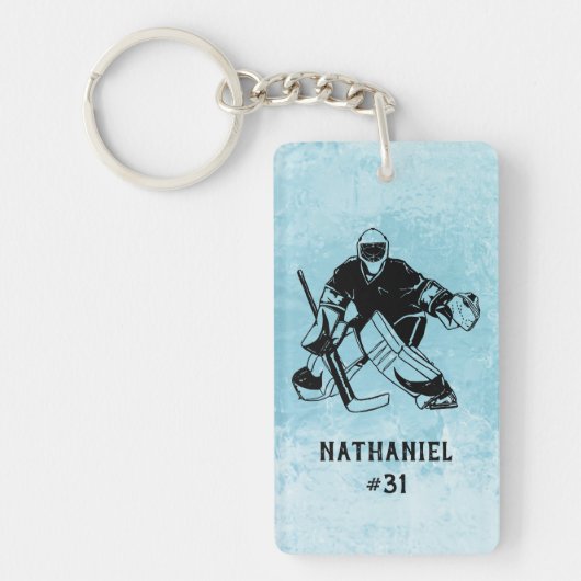 IJshockey doelman monogram Sleutelhanger (Voorkant)