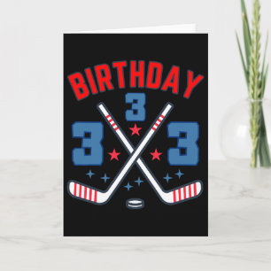 IJshockey Drie Verjaardagsjongen 3de Feest Jongens Kaart