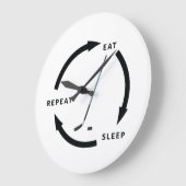 IJshockey Eet Slaap Herhaal Sportfan Uitdrukking Grote Klok (Hoek)