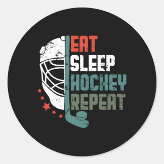 IJshockey Eet Slaap Hockey Herhaal IJshockey Ronde Sticker