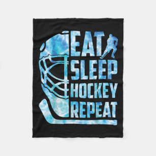 IJshockey Eet Slaaphockey Herhaal Grappige Jongen Fleece Deken