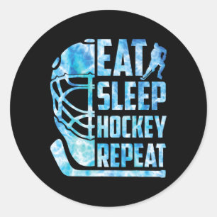 IjsHockey Eten Slapen Hockey Herhalen Grappige Jeu Ronde Sticker