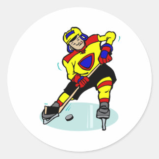 IJshockey geel rood blauw Ronde Sticker