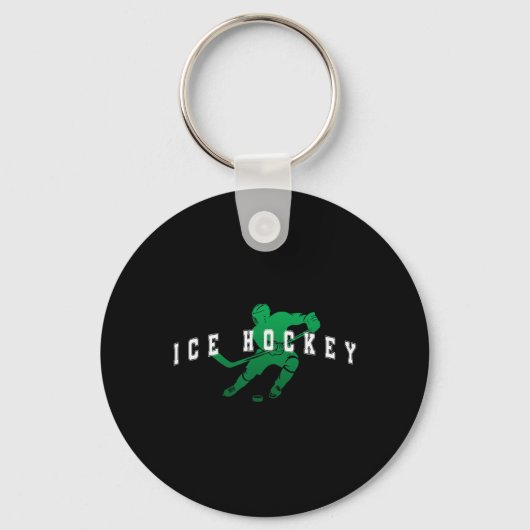 IJshockey groen team speler Varsity tekst Sleutelhanger (Voorkant)