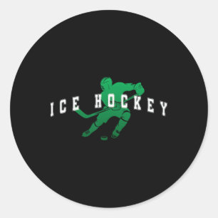 IJshockey Groene Team Speler Varsity Tekst Ronde Sticker