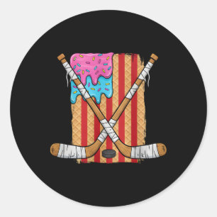 IJshockey Ijsje Drip Jongens Amerikaanse Vlag Jeug Ronde Sticker