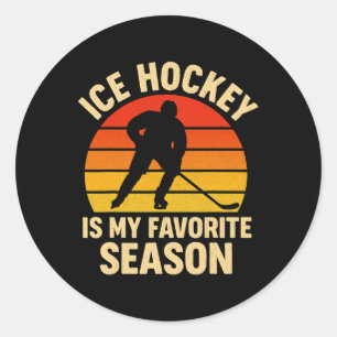 IJshockey is mijn favoriete seizoen Retro Vintage  Ronde Sticker