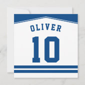 IJshockey Jersey thema feestuitnodigingen, blauw Kaart (Achterkant)