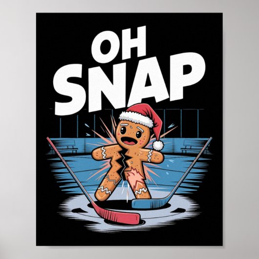 IJshockey Kerst Gingerbread  Poster (Voorkant)