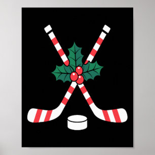 IJshockey Kerst Kerststok IJshockeystick Kerstmis Poster