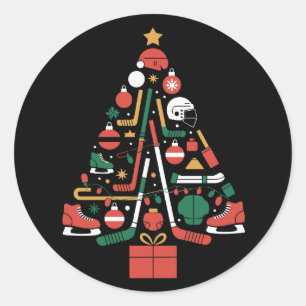 IJshockey Kerstboom Kerst Sporten  Ronde Sticker