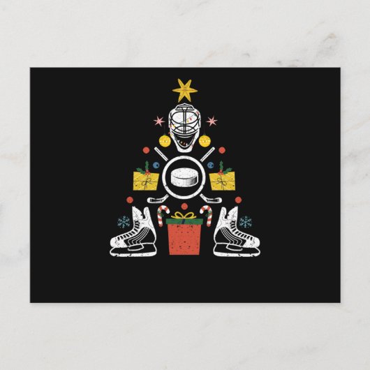 IJshockey kerstdecoratie boom grappige Xmas ga Briefkaart (Voorkant)