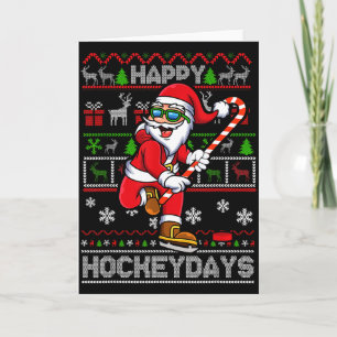 IJshockey Kerstman Gelukkige Hockeydagen Grappige  Kaart
