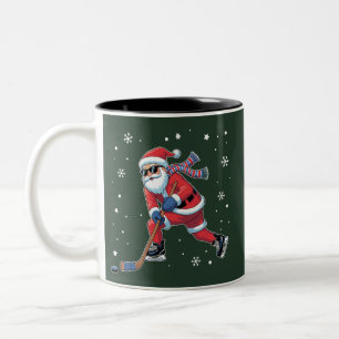 IJshockey Kerstman Kerstman Ijsporten Team Tweekleurige Koffiemok
