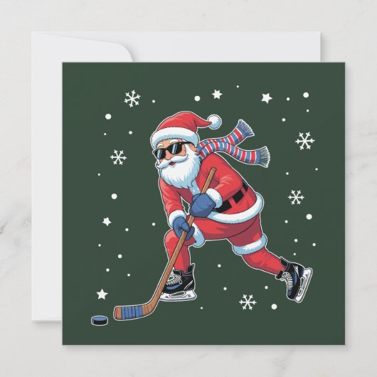 IJshockey Kerstman spelen Ice Sports Team Feestdagenkaart (Voorkant)