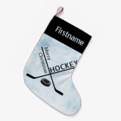 IJshockey kerstmis - Blauwe ijstokken Kleine Kerstsok (Voorkant (Hangend))