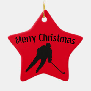 IJshockey kerstsieraad: zwarte speler Keramisch Ornament