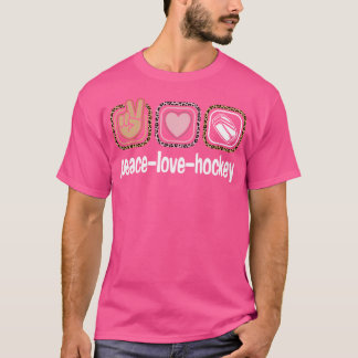 IJshockey Leopard Print Vrede Liefde Hockey T-shirt