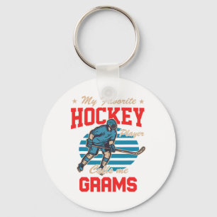 IJshockey Mijn favoriete hockeyspeler noemt me Oma Sleutelhanger