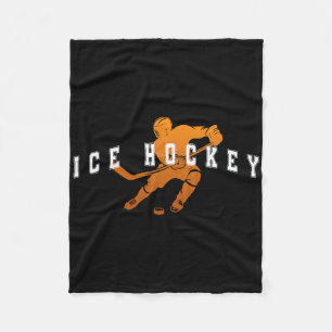 IJshockey Oranje Team Speler Varsity Tekst Fleece Deken