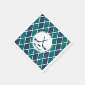 IJshockey pucks gepersonaliseerde gestreepte blauw Servet (Hoek)